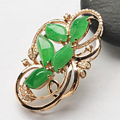 冰种翠色缅甸翡翠A货镶玫瑰金胸坠（真钻）