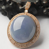 糯冰种紫罗兰缅甸翡翠A货镶玫瑰金胸坠（真钻）