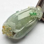 糯冰种三彩缅甸翡翠A货玉兰花挂件