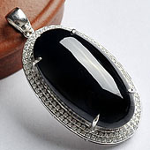 冰玻种墨翠缅甸翡翠A货银镀金胸坠（水钻）