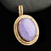 糯冰种紫罗兰缅甸翡翠A货镶玫瑰金胸坠（真钻）