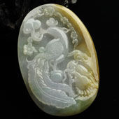 糯冰种晴水褐黄翡缅甸翡翠A货龙凤呈祥挂件