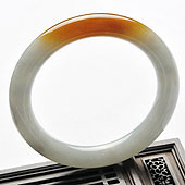 糯冰种晴水褐黄翡缅甸翡翠A货圆条手镯（59.2mm）