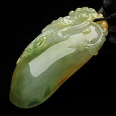 糯冰种黄加绿缅甸翡翠A货福瓜挂件