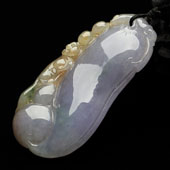 糯冰种紫罗兰带黄翡缅甸翡翠A货福瓜挂件