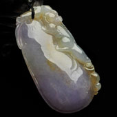 糯冰种紫罗兰带黄翡缅甸翡翠A货福瓜挂件