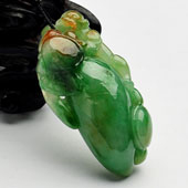 糯冰种黄加绿缅甸翡翠A货福瓜挂件