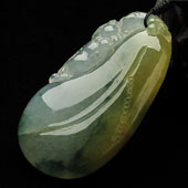 糯冰种黄翡飘花缅甸翡翠A货福瓜挂件