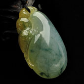 糯冰种黄翡飘花缅甸翡翠A货福瓜挂件