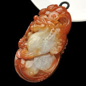 糯冰种红黄翡缅甸翡翠A货事事如意挂件