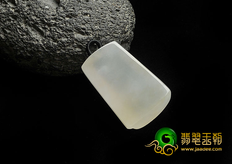 冰种淡黄翡缅甸翡翠A货平安无事牌挂件