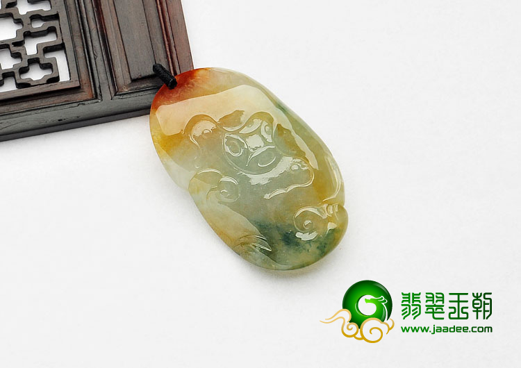 冰种三彩缅甸翡翠A货福如意挂件
