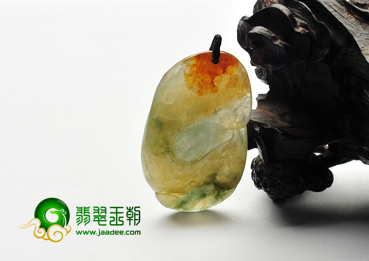 冰种三彩缅甸翡翠A货福如意挂件