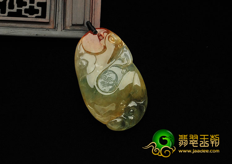 冰种三彩缅甸翡翠A货福如意挂件