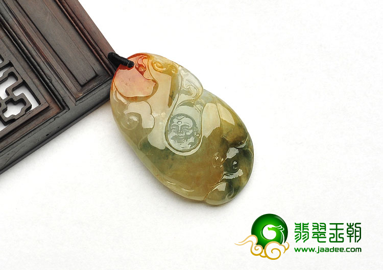 冰种三彩缅甸翡翠A货福如意挂件