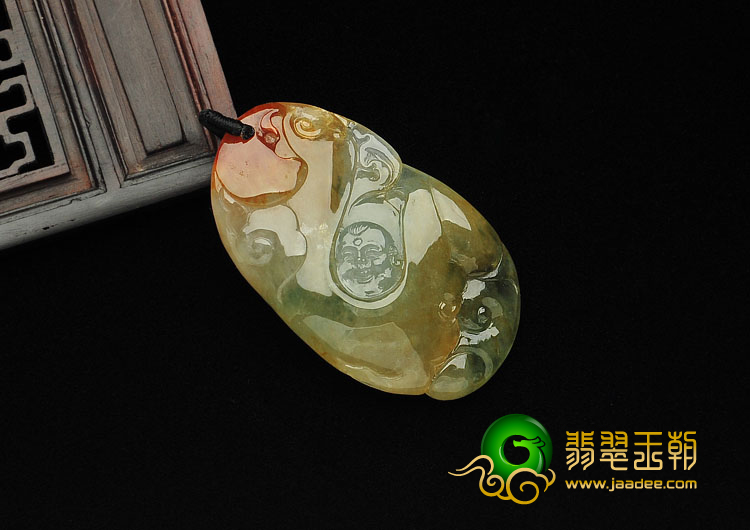 冰种三彩缅甸翡翠A货福如意挂件