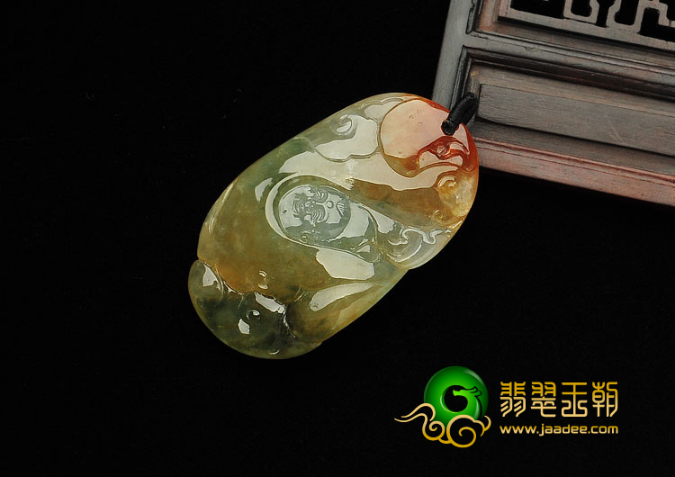 冰种三彩缅甸翡翠A货福如意挂件