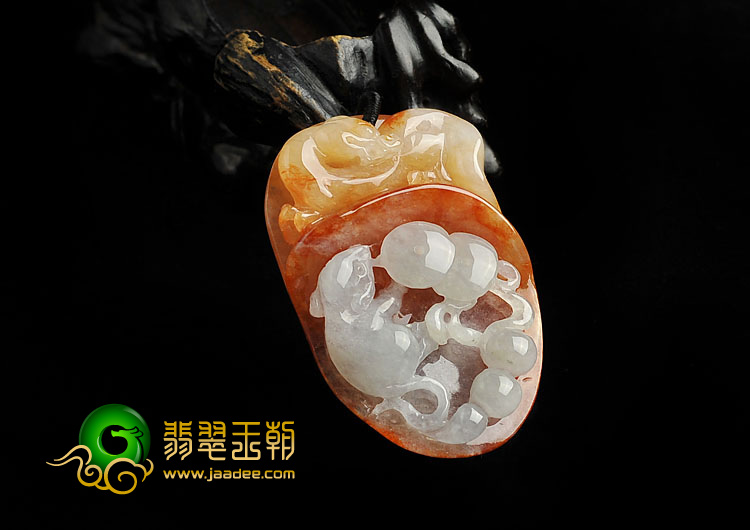 (超值推荐)糯冰种红黄翡缅甸翡翠A货望子成龙挂件