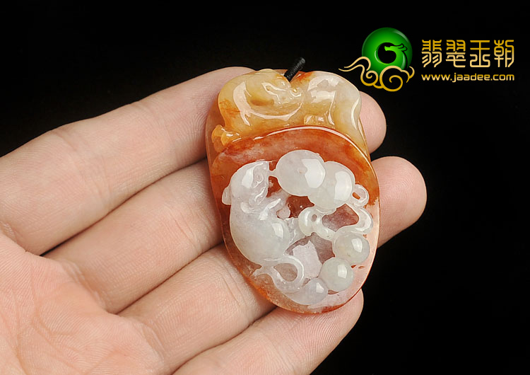 (超值推荐)糯冰种红黄翡缅甸翡翠A货望子成龙挂件