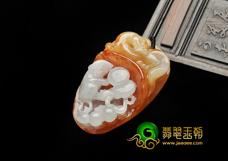 (超值推荐)糯冰种红黄翡缅甸翡翠A货望子成龙挂件