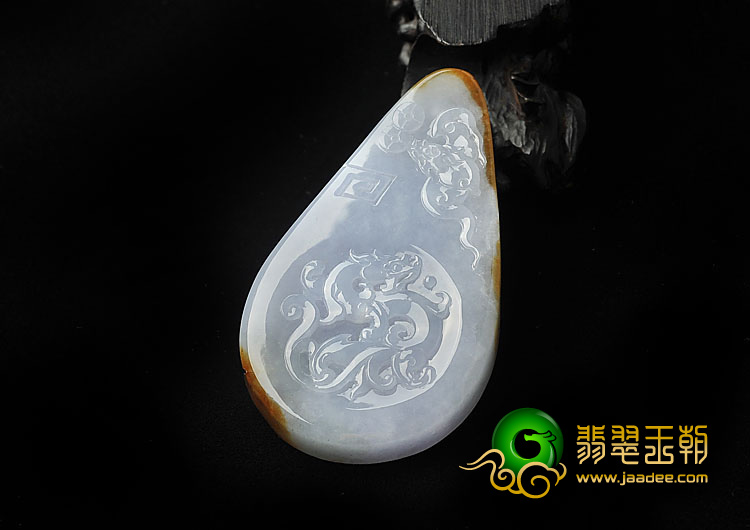 (超值推荐)糯冰种紫罗兰褐黄翡缅甸翡翠A货龙凤牌挂件