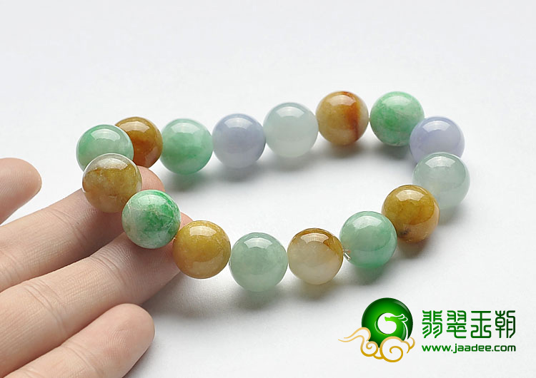（成本清仓）糯冰种三彩缅甸翡翠A货手链