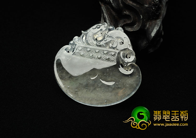 冰玻种水墨色缅甸翡翠A货府中有龙挂件