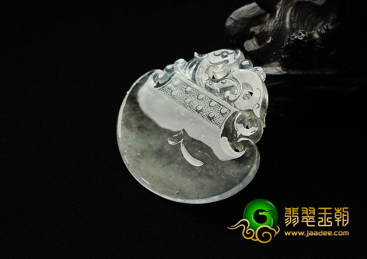 冰玻种水墨色缅甸翡翠A货府中有龙挂件