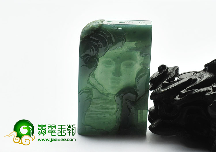 (超值推荐)糯冰种蓝水缅甸翡翠A货佛佑家园挂件