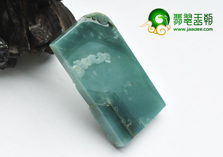 (超值推荐)糯冰种蓝水缅甸翡翠A货佛佑家园挂件