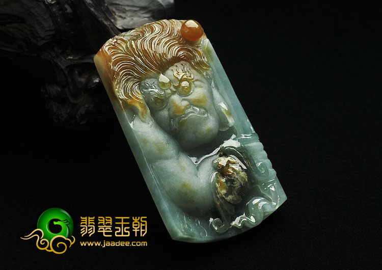 糯冰种晴水褐黄翡缅甸翡翠A货罗汉头挂件
