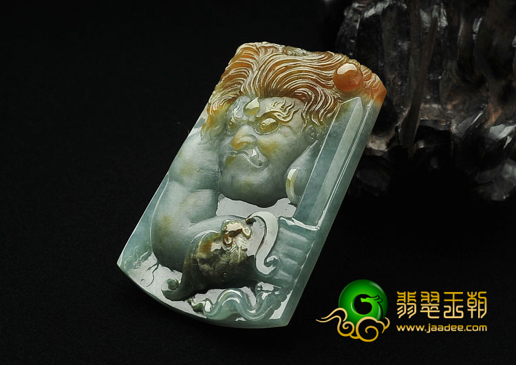 糯冰种晴水褐黄翡缅甸翡翠A货罗汉头挂件