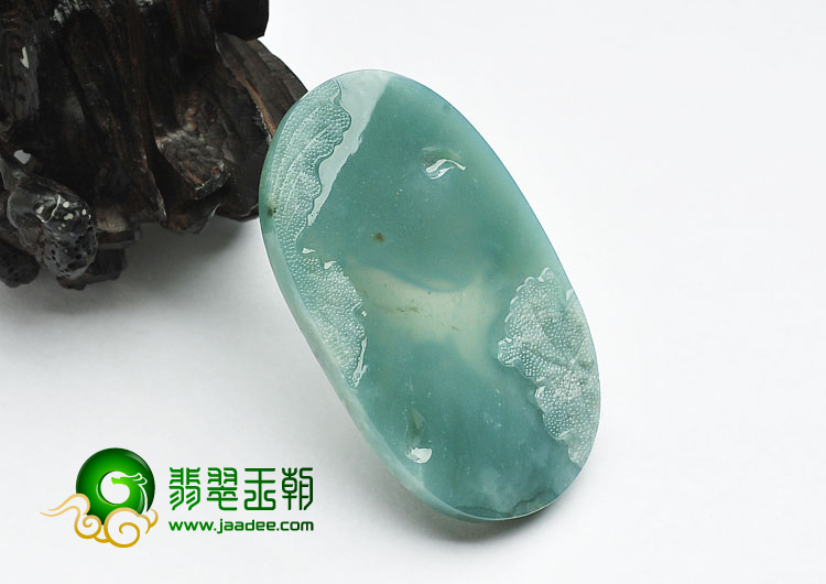冰种蓝水缅甸翡翠A货观音头挂件