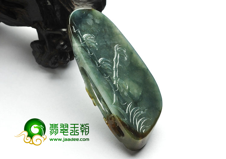 糯冰种晴水褐黄翡缅甸翡翠A货蝙蝠龙挂件