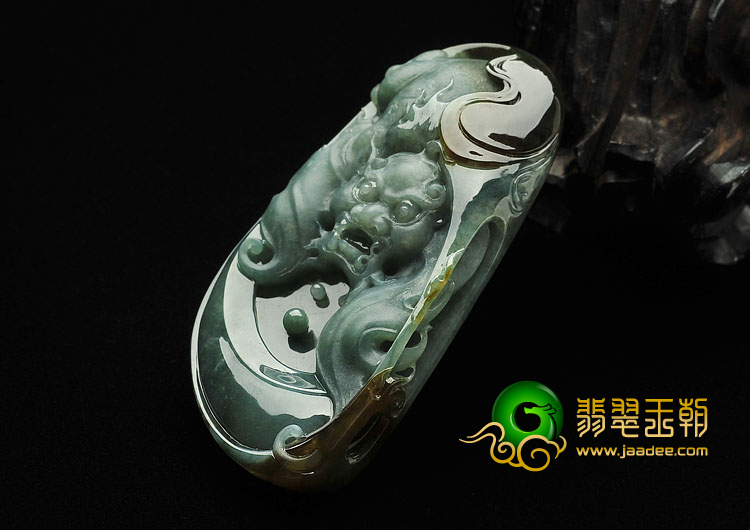 糯冰种晴水褐黄翡缅甸翡翠A货蝙蝠龙挂件