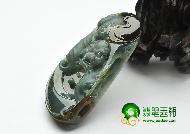 糯冰种晴水褐黄翡缅甸翡翠A货蝙蝠龙挂件