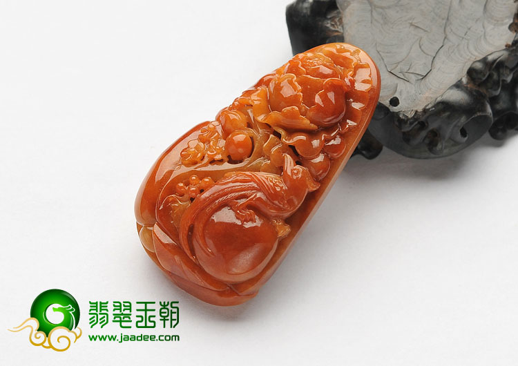 糯冰种红黄翡缅甸翡翠A货花开富贵挂件