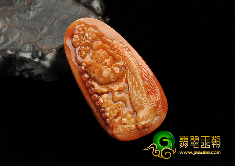 糯冰种红黄翡缅甸翡翠A货花开富贵挂件