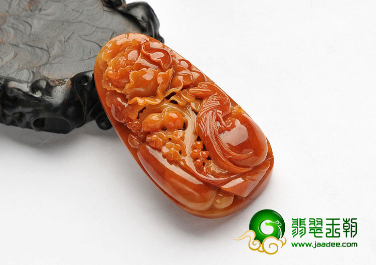 糯冰种红黄翡缅甸翡翠A货花开富贵挂件