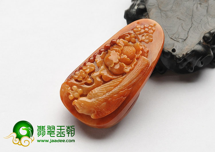 糯冰种红黄翡缅甸翡翠A货花开富贵挂件