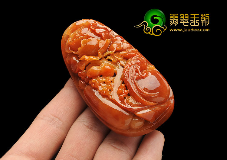 糯冰种红黄翡缅甸翡翠A货花开富贵挂件