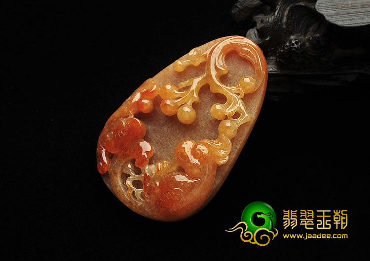 糯冰种红黄翡缅甸翡翠A货鹦鹉挂件