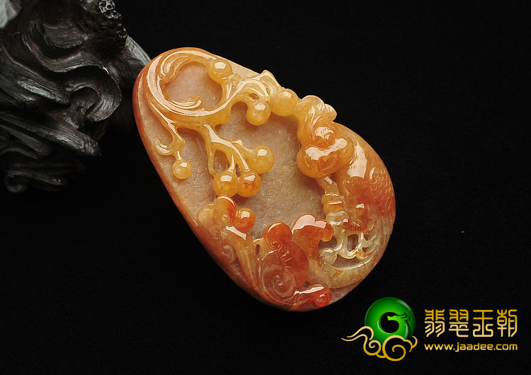 糯冰种红黄翡缅甸翡翠A货鹦鹉挂件