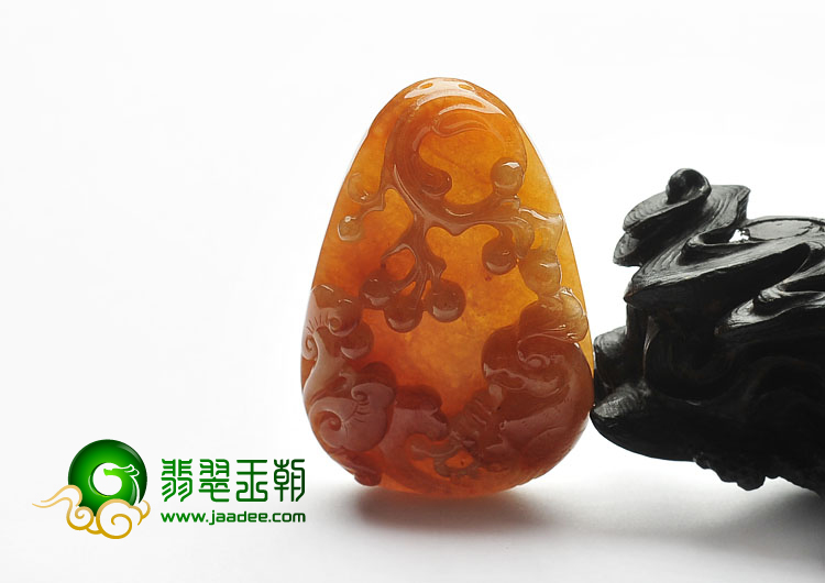 糯冰种红黄翡缅甸翡翠A货鹦鹉挂件