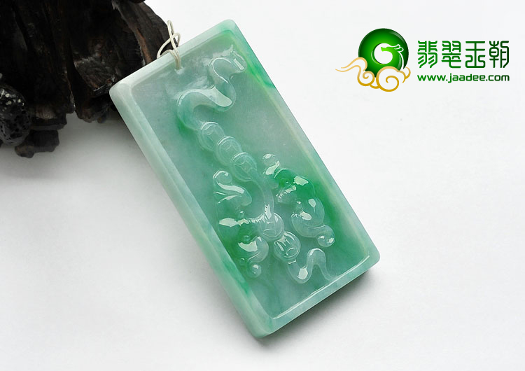 糯冰种飘翠缅甸翡翠A货松鹤延年挂件