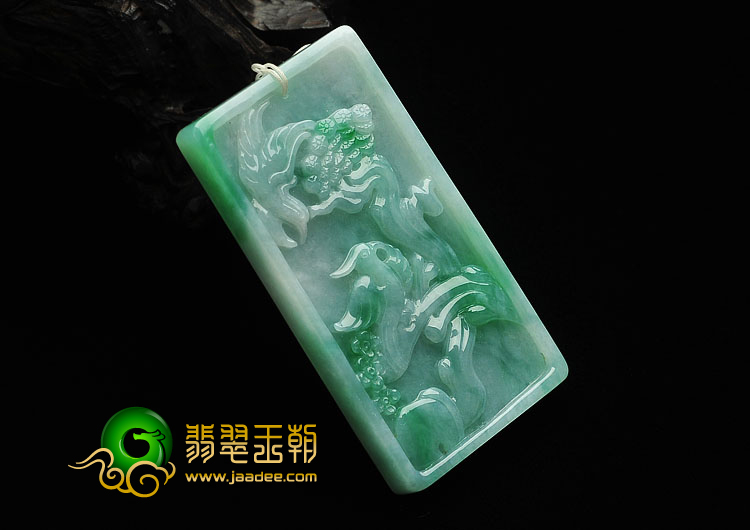糯冰种飘翠缅甸翡翠A货松鹤延年挂件