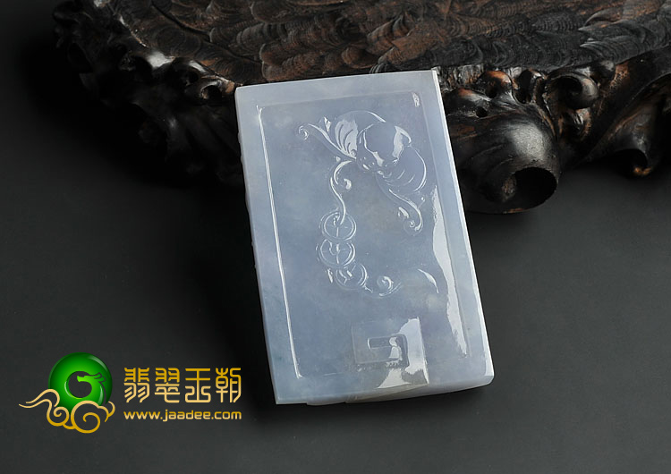 冰种紫罗兰缅甸翡翠A货龙牌挂件