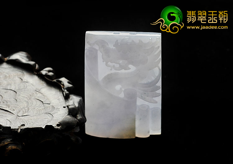 冰种紫罗兰缅甸翡翠A货龙牌挂件