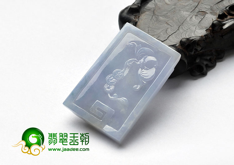 冰种紫罗兰缅甸翡翠A货龙牌挂件