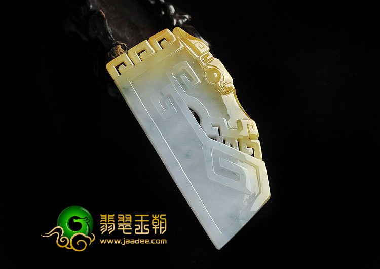 糯冰种淡紫罗兰黄翡飘花缅甸翡翠A货马牌挂件